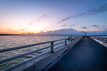 Fototapeta na wymiar Sun Rising over Edward B. Knight Pier