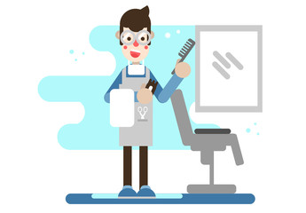 Character design Barber career vector design