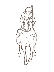 Fototapeta na wymiar Horse racing ,Jockey riding horse, design using outline graphic vector.
