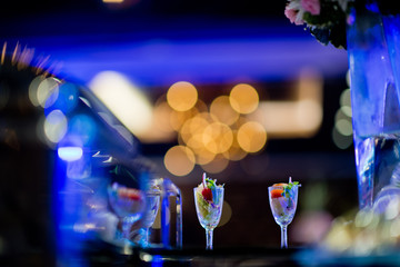 Glass shots pastry, wedding catering food, mini canapes food, tasty dessert, Beautiful decorate catering banquet table,  snacks and appetizers, wedding celebration