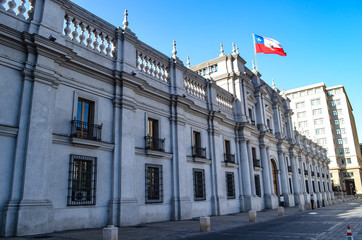 Fototapeta na wymiar Palacio de La Moneda, or La Moneda, the seat of the President of the Republic of Chile in Santiago