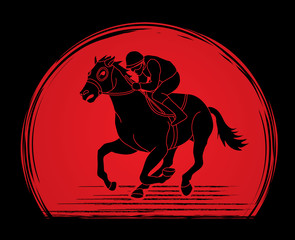 Horse racing ,Jockey riding horse, design on sunlight background graphic vector.