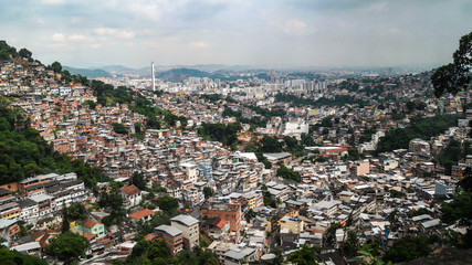 View over the sprawling Favelas of Rio de Janeiro, Brazil