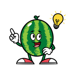Cartoon Watermelon Character With Idea