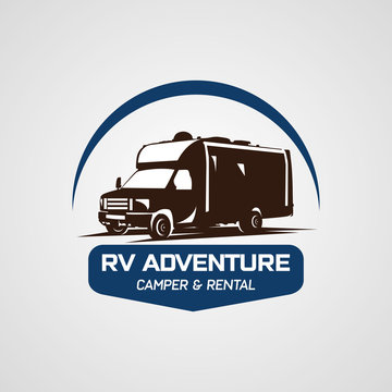 Adventure RV Camper Car Logo Designs Template