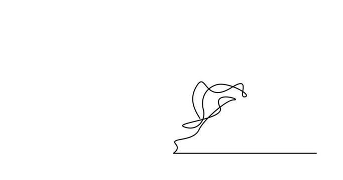 Self drawing animation of one line drawing of smoking cigarette