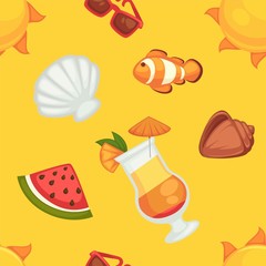 Summer bright attributes set combined in endless texture