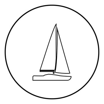 Yacht icon black color vector illustration simple image