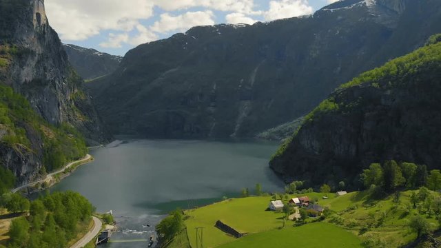 View over Vassbygdi in Aurland, Norway
