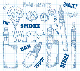 Vaporizer shop. Beautiful poster of Vaporizer and juices