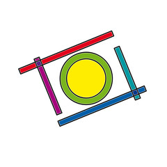 Vector sign abstract camera in flight, in linear style