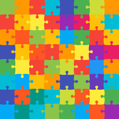 64 Colorful Background Puzzle. Jigsaw Banner.