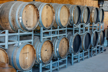 Wooden Wine Cask in a cellar