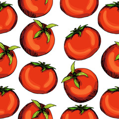 Tomatoes. Pickles. Blanks for the winter. Hand drawing. Print, sticker. Organic. For your design. seamless pattern
