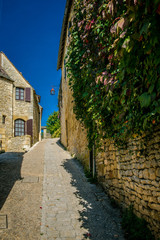 streets of the old city. Beautiful ancient castle in France. Beautiful village and fortress. filming
