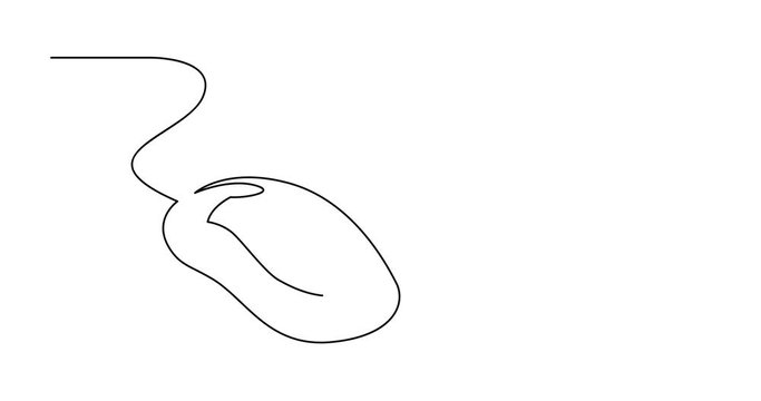 Self drawing animation of one line drawing of isolated vector object - wired computer mouse