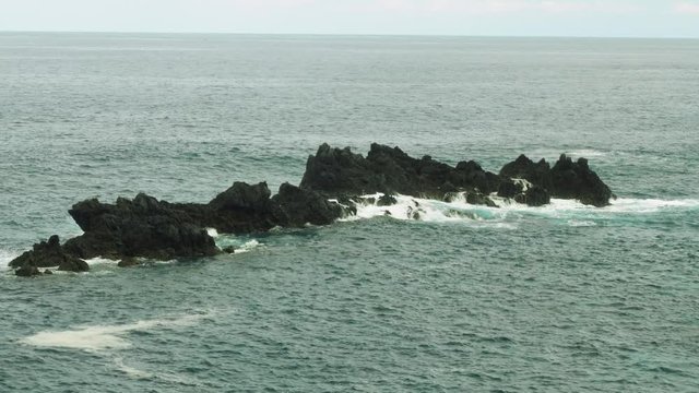 View of ricky reef in water of Atlantic ocean