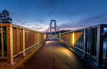 Blue hour Bridge for walking with lights
