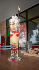 Ice cream in cup and jelly.