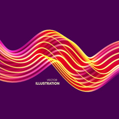 Wavy background with motion effect. 3d technology style. Vector illustration.