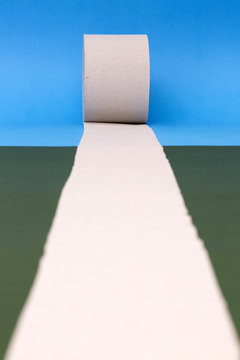 Roll of toilet paper on a colored background