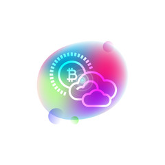 Bitcoin and clouds neon icon