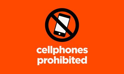 Cellphones Prohibited Sticker Sign in Flat Modern Style Design