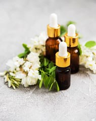 acacia essential oil bottles