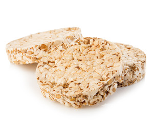 Grain crispbreads close-up isolated on a white background. Fitness concept.
