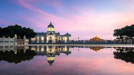 Naklejka premium Bangkok City - Dusit Palace , Ananta Samakom Throne Hall in Bangkok , beautiful sunset , Landscape Thailand