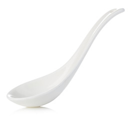 Chinese porcelain spoon isolated on white.