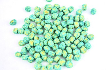 Dried pea seeds. Close-up on a white background