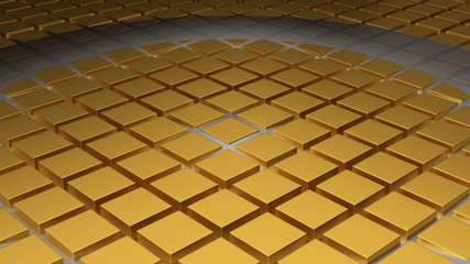 Floor of Golden Cubes with a Big Circle Wave and a New One