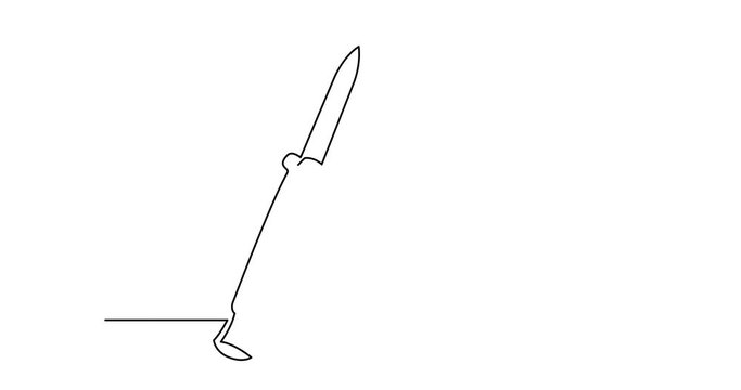 Self drawing animation of one line drawing of isolated vector object - dagger knife