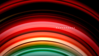 Abstract wave lines fluid rainbow style color stripes on black background