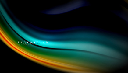 Fluid mixing colors, vector wave abstract background