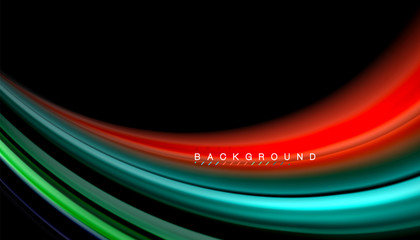 Fluid mixing colors, vector wave abstract background