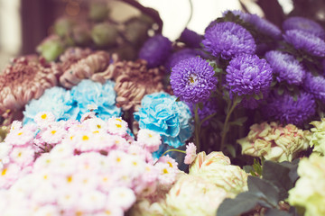 Bouquet of several kind of colorful dry flowers