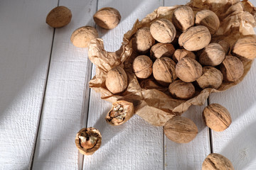 walnut on a white light background