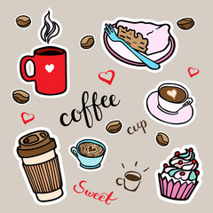 Vector illustration with hand-drawn elements and lettering