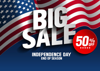 Independence Day Big Sale, vector illustration.