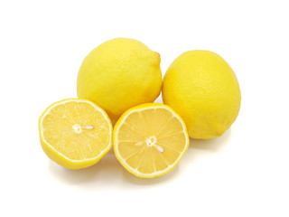 Fresh lemon slice isolated on white background