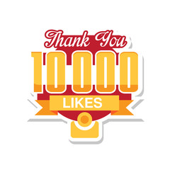 Thank you 10000 likes, template for social media networks, thanks for net friends likes vector Illustration on a white background