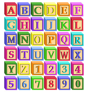 cartoon alphabet letters blocks and numbers