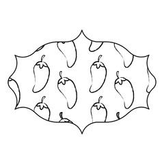 arabic frame with chili pepper pattern over white background, vector illustration