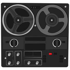 vintage music system player vector drawing illustration