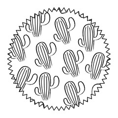 seal stamp with cactus plant pattern over white background, vector illustration