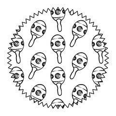 seal stamp with Mexican maracas pattern over white background, vector illustration