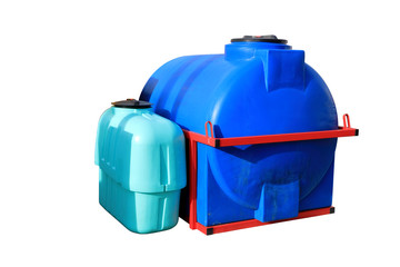 Plastic containers for water. Isolated on white.