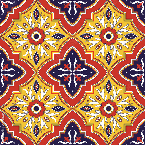 Spanish Tile Pattern Vector Seamless With Fl Ornaments Spanish Tile Pattern Vector Seamless With Fl Ornaments Portuguese Azulejo Mexican Talavera Italian